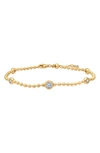 Crislu Cubic Zirconia Station Ball Chain Bracelet In Gold