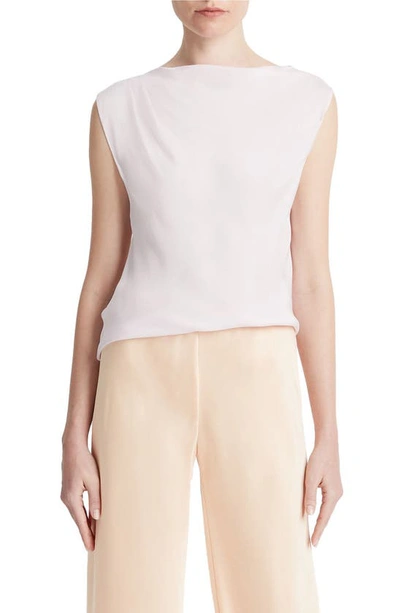 Vince Asymmetric Drape Cap Sleeve Silk Blend Top In Light Peony