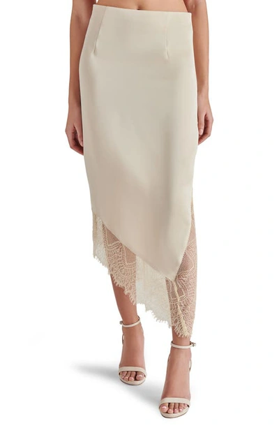 Steve Madden Carrie Anne Satin & Lace Skirt In Oatmeal