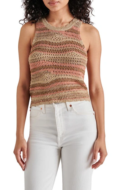 Steve Madden Hannah Striped Crochet Sleeveless Jumper In Mushroom