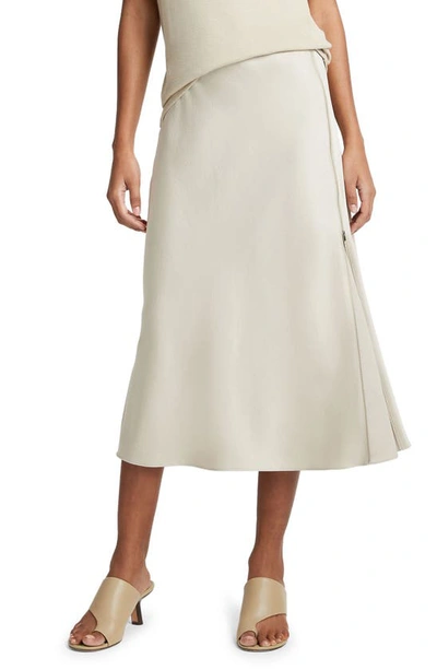 Vince Satin Midi Slip Skirt In White