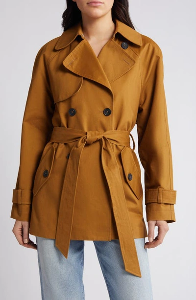 Avec Les Filles Relaxed Belted Twill Trench Coat In Dark Goldenrod