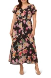 ADRIANNA PAPELL ADRIANNA PAPELL FLORAL OVERLAY MAXI JUMPSUIT