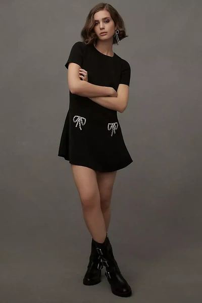 Sachin & Babi V-neck Short-sleeve Bow Mini Dress In Black