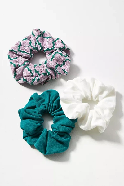 By Anthropologie Clover Terry Scrunchies, Set Of 3 In Purple