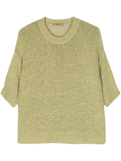 Nuur Short-sleeve Open-knit Jumper In Green