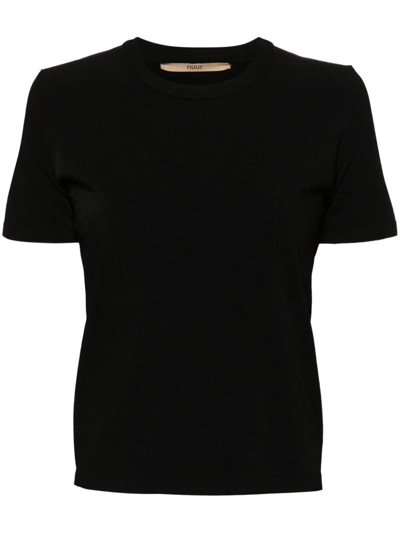 Nuur Textured Knitted T-shirt In Black