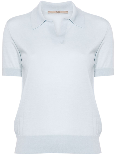 Nuur Polo-collar Merino-wool T-shirt In Blue
