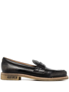 Golden Goose Black Leather Jerry Loafers With Distressed Finish In Black