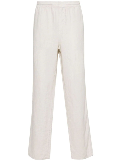 Aspesi Linen Straight Trousers In White