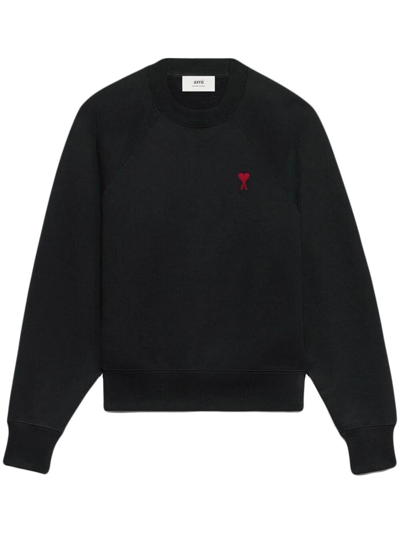 Ami Alexandre Mattiussi Red Ami De Coeur Sweatshirt In Black