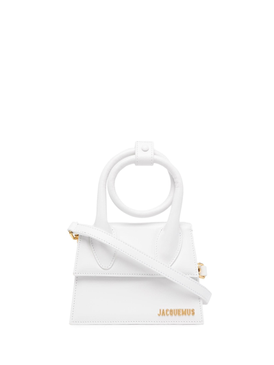 Jacquemus Le Chiquito Noeud Bag Woman White In Leather In Neutral