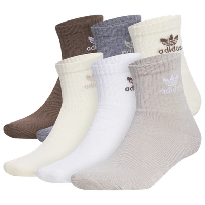Adidas Originals Mens  Trefoil 6 Pack Quarter Socks In Wonder Beige/wonder White/earth Strata