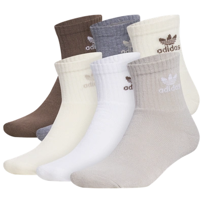 Adidas Originals Mens  Trefoil 6 Pack Quarter Socks In Earth Strata/wonder White/wonder Beige