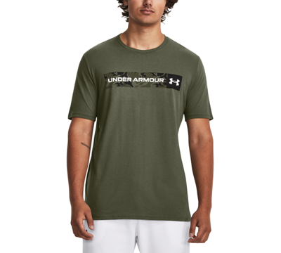 Under Armour Men's Camo Panel Logo Graphic T-shirt In Marine Od Green,white