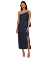 Adrianna Papell Asymmetrical Neck One Shoulder Crepe Gown In Dark Navy In Dark Navy