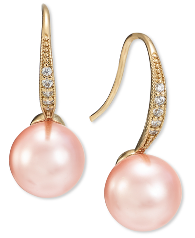 Charter Club Gold-tone Beaded Hook Earrings, Created For Macy's In Pink