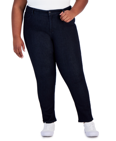 Style & Co Plus Size High-rise Straight-leg Jeans, Created For Macy's In Black