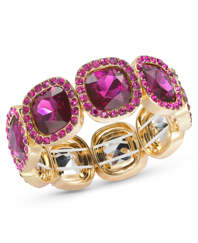 Inc International Concepts Gold-tone Faceted Stone Stretch Bracelet, Created For Macy's In Purple