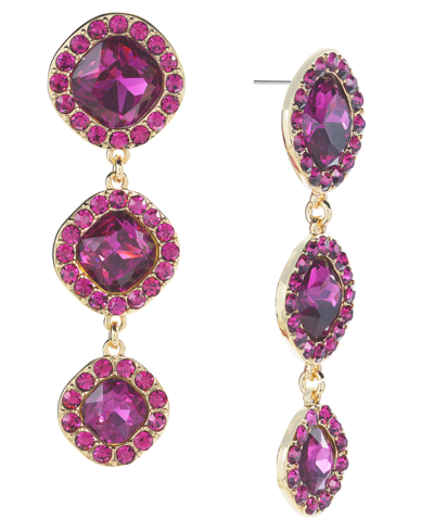 Inc International Concepts Round Crystal Triple Drop Earrings, Created For Macy's In Pink
