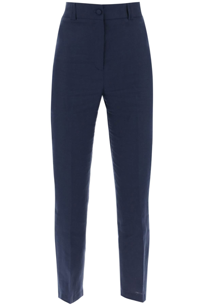 Hebe Studio 'loulou' Linen Trousers In Blue