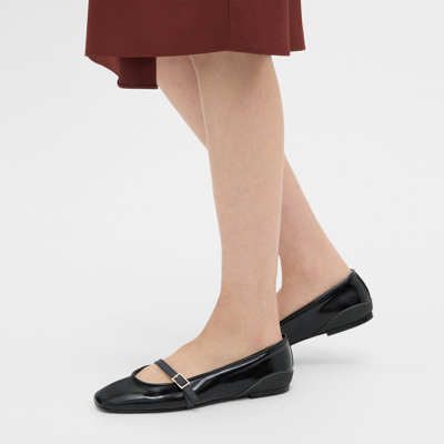 Theory Leather Ballerina Flat In Black