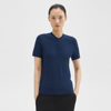 Theory Rib Knit Short-sleeve Henley In Wave