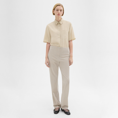 Theory Adjustable Wool Gabardine Pant In Aged Flax