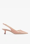 JIMMY CHOO AMITA 45 SLINGBACK PUMPS IN PATENT AND NAPPA LEATHER