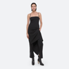 Helmut Lang Fitted Evening Dress With Scarf Hem Design In Black
