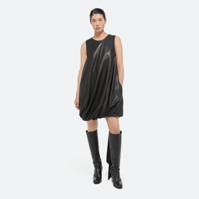 Helmut Lang Leather Bubble Dress In Black