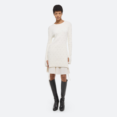 Helmut Lang Cotton Ribbed Knit Mini Dress In Ivory