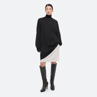 Helmut Lang Wool-silk Turtleneck Dress In Black