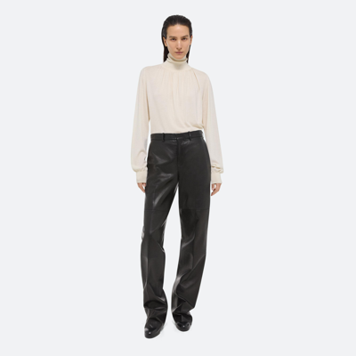 Helmut Lang Ruched Wool-silk Turtleneck In Ivory