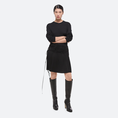 Helmut Lang Pleated Satin Skirt In Black
