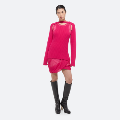 Helmut Lang Silk Bubble Dress In Fuchsia