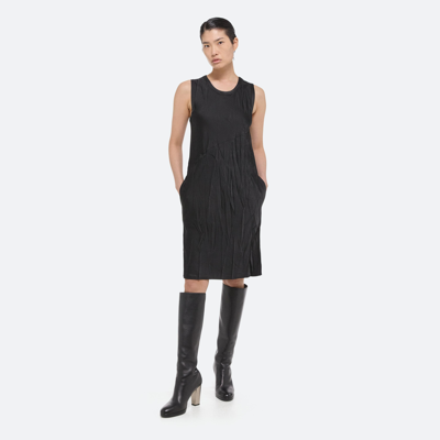 Helmut Lang Crushed Satin Tank Dress In Black