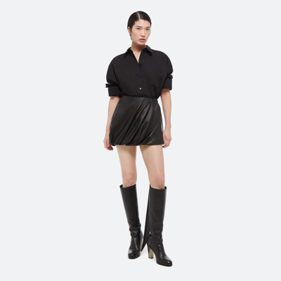 Helmut Lang Leather Bubble Skirt In Black