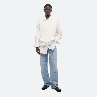 Helmut Lang Cotton Fleece Hoodie In Ivory