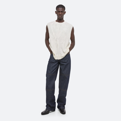 Helmut Lang Men's Crushed Intarsia Sleeveless T-shirt In Ivory