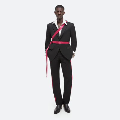 Helmut Lang Virgin Wool Seatbelt Blazer In Black/fuchsia