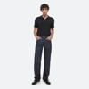 Helmut Lang Wool & Silk Fine Gauge Knit Relaxed Fit Polo Shirt In Black