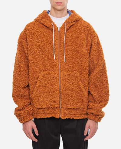 Marni Teddy Fleece Jacket In Brown