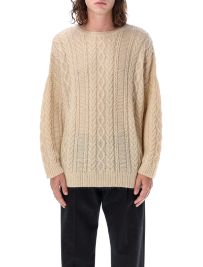 Undercover Cable Knit Jumper In Ivory