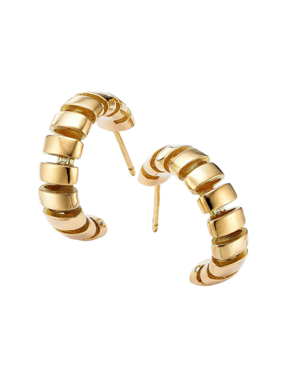 Futura Women's Contemporary Porto 18k Yellow Gold Hoop Earrings