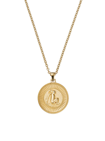 Futura Women's Icons 18k Yellow Gold Zodiac Medallion Necklace In Aquarius