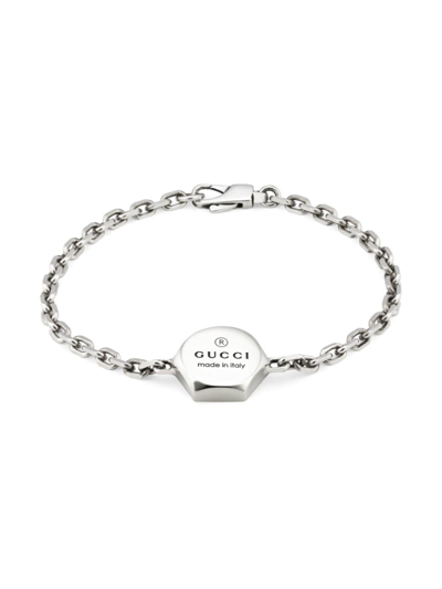 Gucci Men's Sterling Silver Trademark Bracelet In Metallic