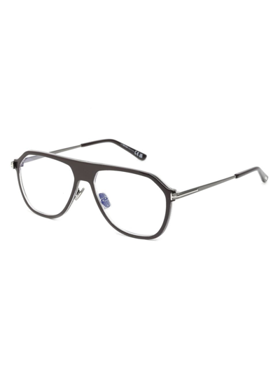 Tom Ford Men's 56mm Blue Block Pilot Glasses In Brown