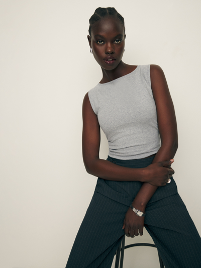 Reformation Dusk Knit Top In Heather Grey