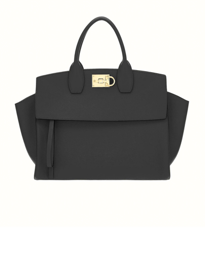 Ferragamo Studio Soft Bag (l) In Black